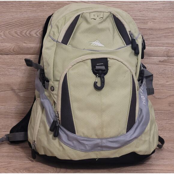 High Sierra Loop Backpack Back To School Travel or Work Bookbag Green & Gray - Picture 1 of 9